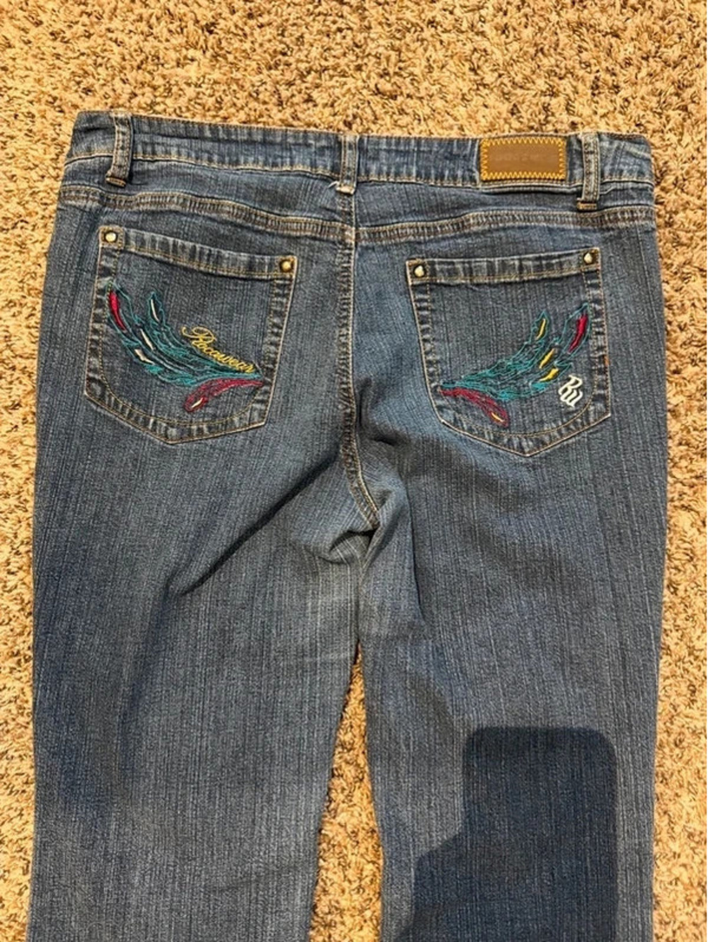 Rocawear Embroidered Stretch Woman's Flare Boot Cut Street Jeans Size 13